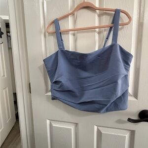 Abercrombie and Fitch Blue Draped Sleeveless Crop Top